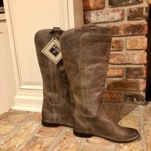 Frye Paige Tall Riding Boots, Size 7, Gray